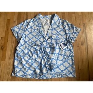 NWT Roller Rabbit x Target Women's Geo Trellis Short Sleeves & Shorts Pajama LRG